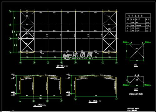30米 60米钢结构室内篮球馆结构施工图纸