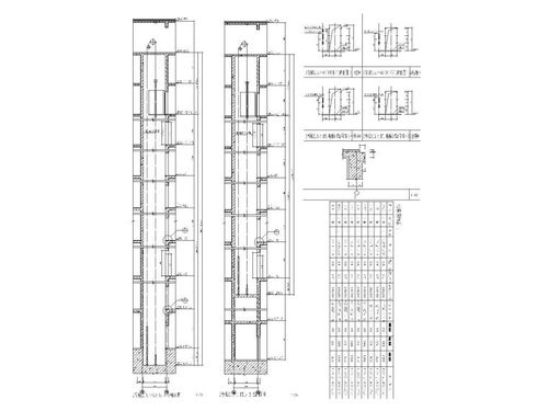电梯剖面及部分钢结构节点详图
